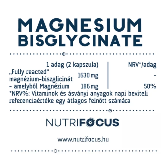 Magnesium bisglycinate kapszula tápérték információ.